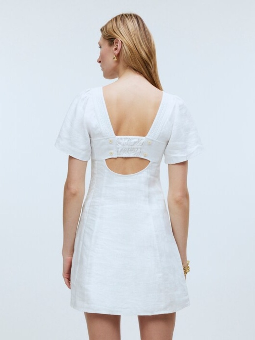 Madewell Square-Neck Mini Dress in 100% Linen - Picture 4 of 9